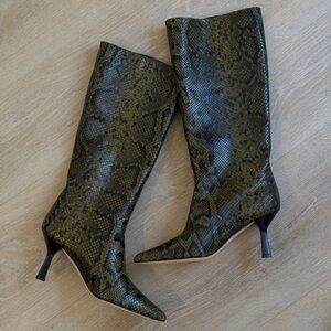 Dear Frances Snake Print Knee-High Boots
